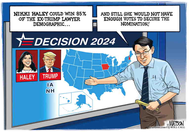 Political/Editorial Cartoon by RJ Matson, Cagle Cartoons on Haley Takes Off the Gloves