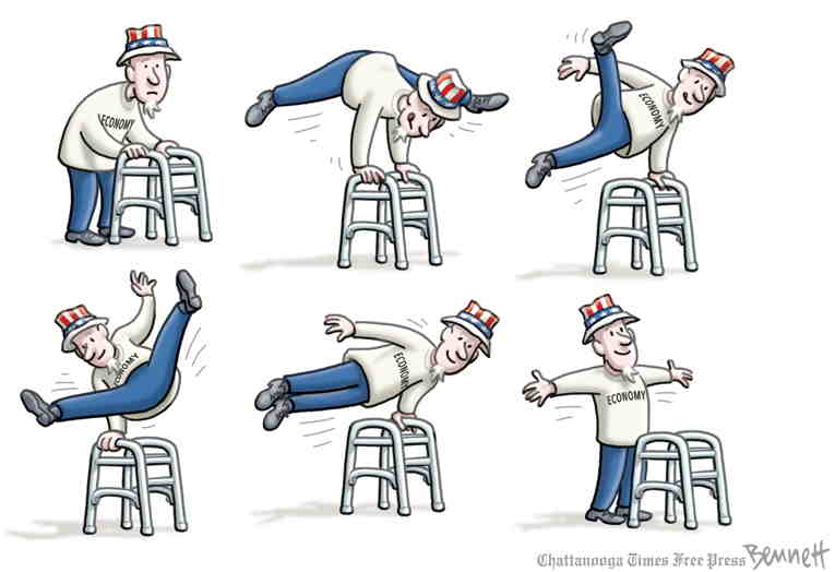 Political/Editorial Cartoon by Clay Bennett, Chattanooga Times Free Press on Dow Jones Goes Nuts