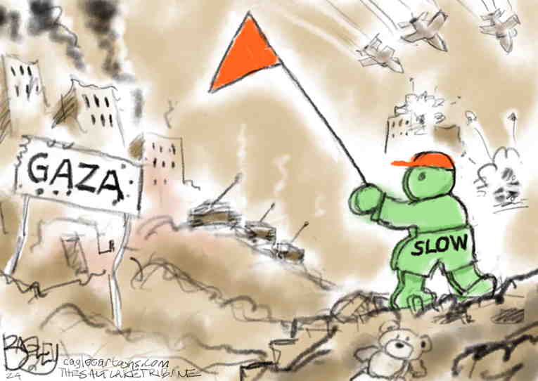 Political/Editorial Cartoon by Pat Bagley, Salt Lake Tribune on 26,000 Dead in Gaza