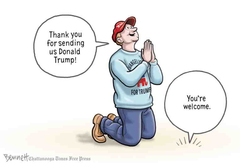 Political/Editorial Cartoon by Clay Bennett, Chattanooga Times Free Press on MAGA Undeterred by Reality