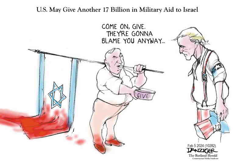 Political/Editorial Cartoon by Jeff Danziger on Netanyahu Vows “River to the Sea”