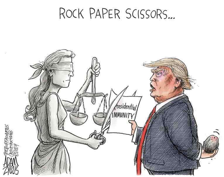 Political/Editorial Cartoon by Adam Zyglis, The Buffalo News on Trump Denied Total Immunity