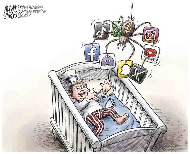 Political/Editorial Cartoon by Adam Zyglis, The Buffalo News on Cyber Dangers Acknowledged