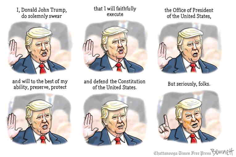 Political/Editorial Cartoon by Clay Bennett, Chattanooga Times Free Press on Trump Ramps Up Campaign