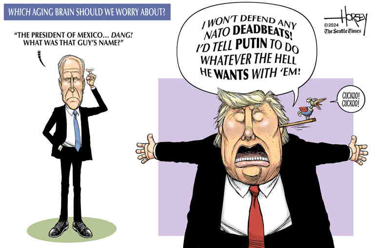 Political/Editorial Cartoon by David Horsey on Biden Forgets