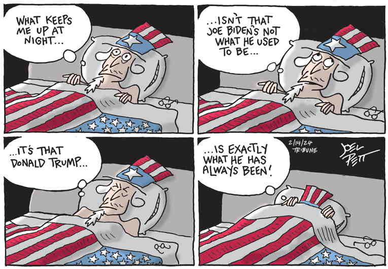 Political/Editorial Cartoon by Joel Pett, Lexington Herald-Leader, CWS/CartoonArts Intl. on Biden Forgets