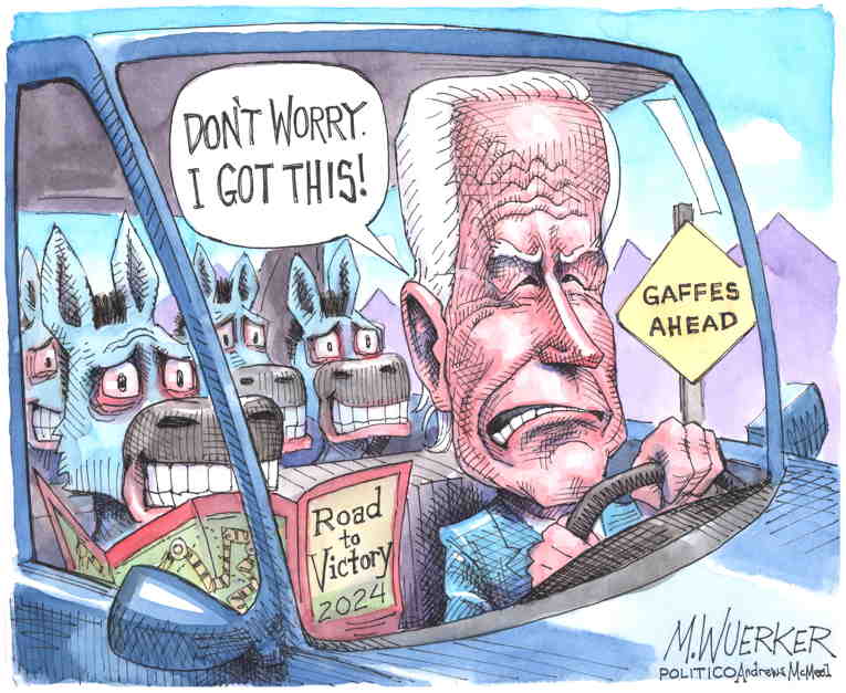 Political/Editorial Cartoon by Matt Wuerker, Politico on Biden Optimistic