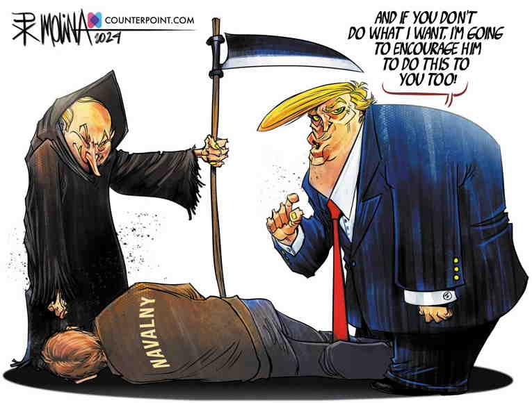 Political/Editorial Cartoon by Pedro Molina, El Nuevo Diario, Managua, Nicaragua on Carlson, Trump Praise Putin