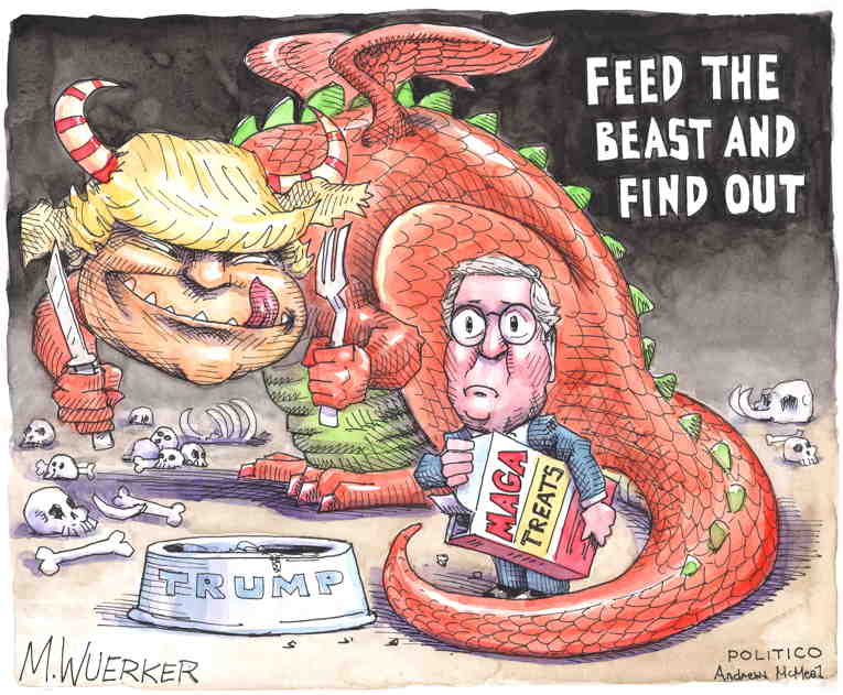 Political/Editorial Cartoon by Matt Wuerker, Politico on Republicans Submit to Rapist