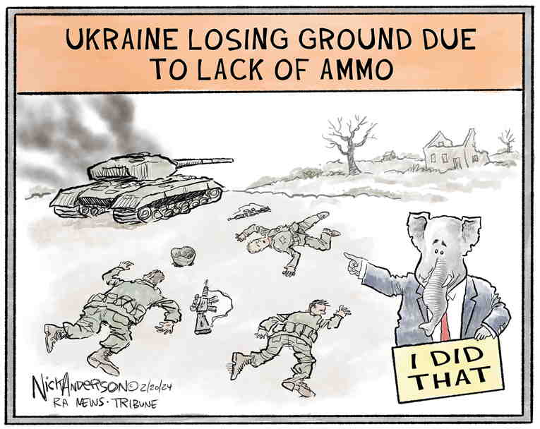 Political/Editorial Cartoon by Nick Anderson, Houston Chronicle on Ukraine Suffers Losses