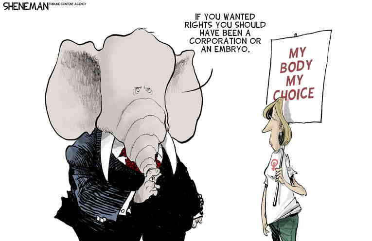 Political/Editorial Cartoon by Drew Sheneman, Newark Star Ledger on Alabama: Embyros Are People