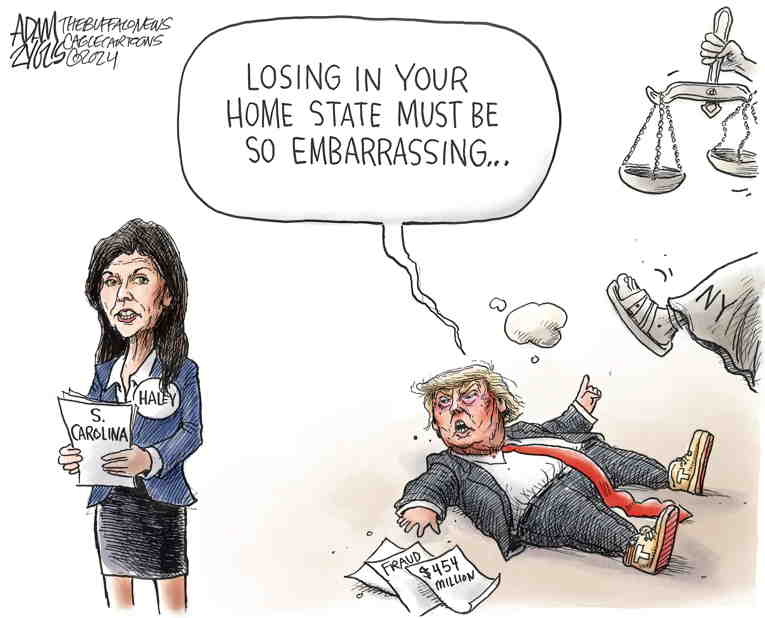 Political/Editorial Cartoon by Adam Zyglis, The Buffalo News on Nikki Haley Fights On