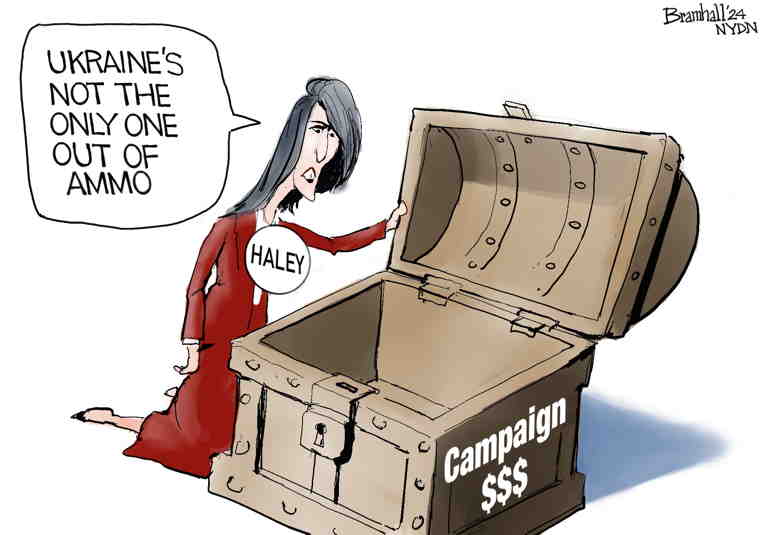 Political/Editorial Cartoon by Bill Bramhall, New York Daily News on Nikki Haley Fights On