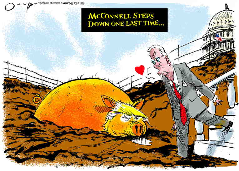 Political/Editorial Cartoon by Jack Ohman, The Oregonian on McConnell Announces Something