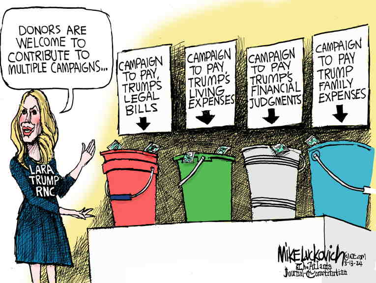 Political/Editorial Cartoon by Mike Luckovich, Atlanta Journal-Constitution on Republicans Lick the Boots