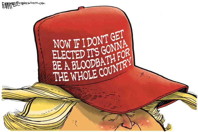 Political/Editorial Cartoon by Rick McKee, The Augusta Chronicle on Trump Escalates Rhetoric