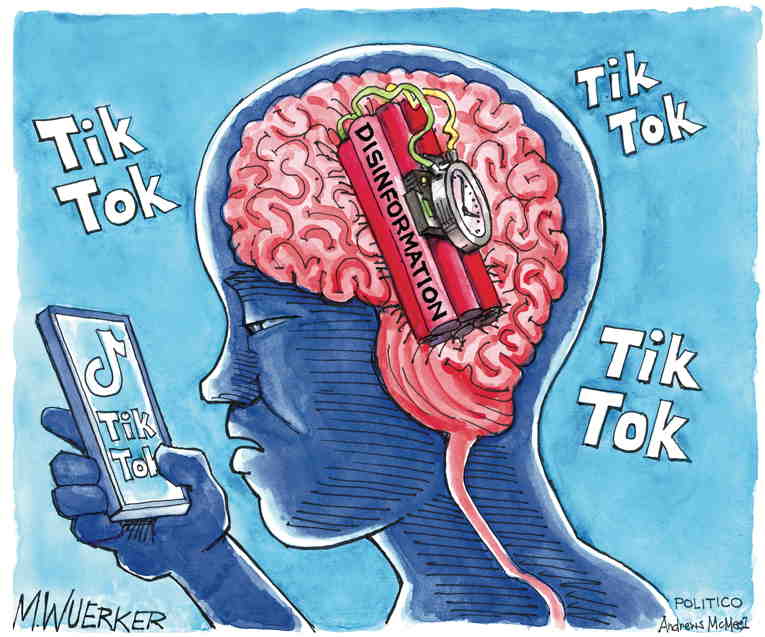 Political/Editorial Cartoon by Matt Wuerker, Politico on TikTok Under Heavy Scrutiny