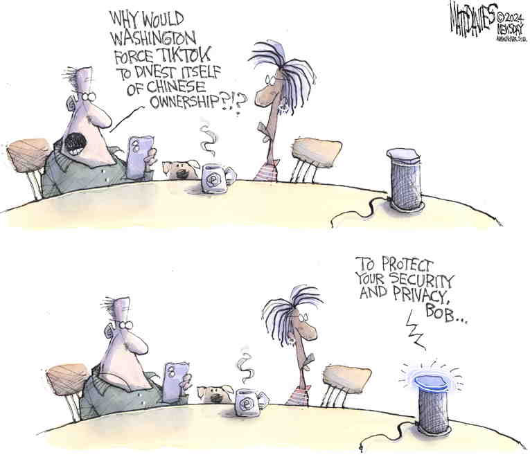 Political/Editorial Cartoon by Matt Davies, Journal News on TikTok Under Heavy Scrutiny