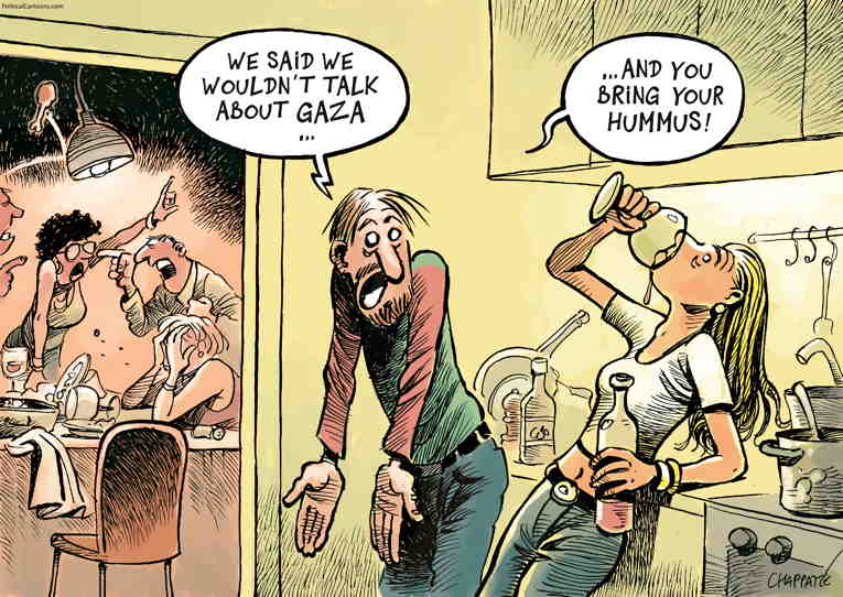 Political/Editorial Cartoon by Patrick Chappatte, International Herald Tribune on Gazans Being Intentionally Starved