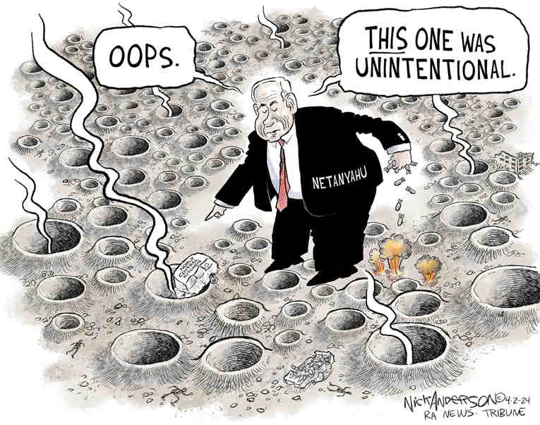 Political/Editorial Cartoon by Nick Anderson, Houston Chronicle on Biden Takes a Hit