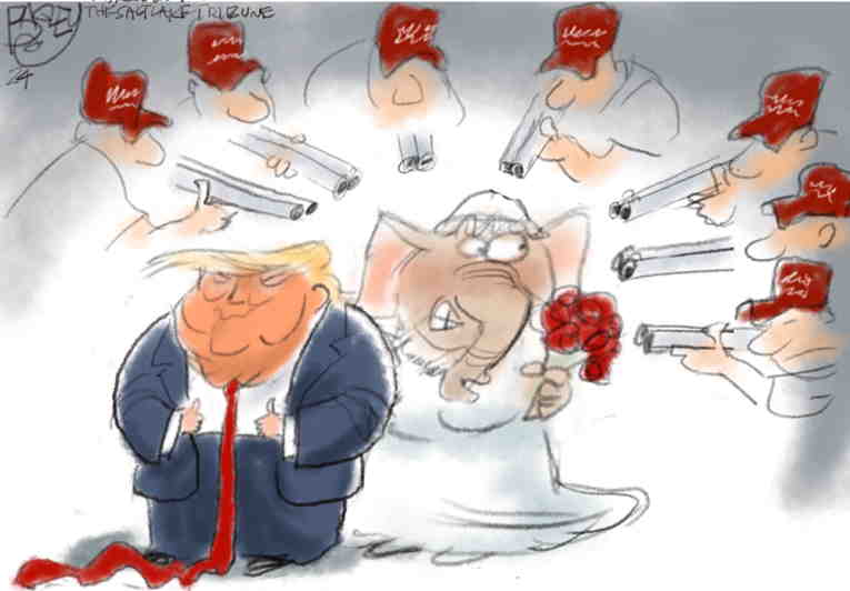 Political/Editorial Cartoon by Pat Bagley, Salt Lake Tribune on GOP Goes Full Nuts