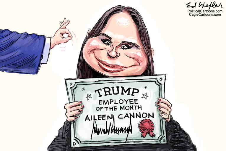 Political/Editorial Cartoon by Ed Wexler, PoliticalCartoons.com on Cannon Honors Trump