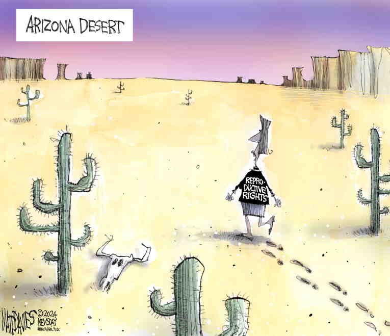 Political/Editorial Cartoon by Matt Davies, Journal News on Arizona Abortion Law Stand