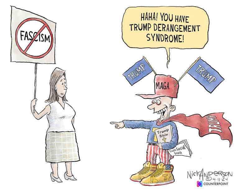 Political/Editorial Cartoon by Nick Anderson, Houston Chronicle on MAGA Devotees Declare Loyalty