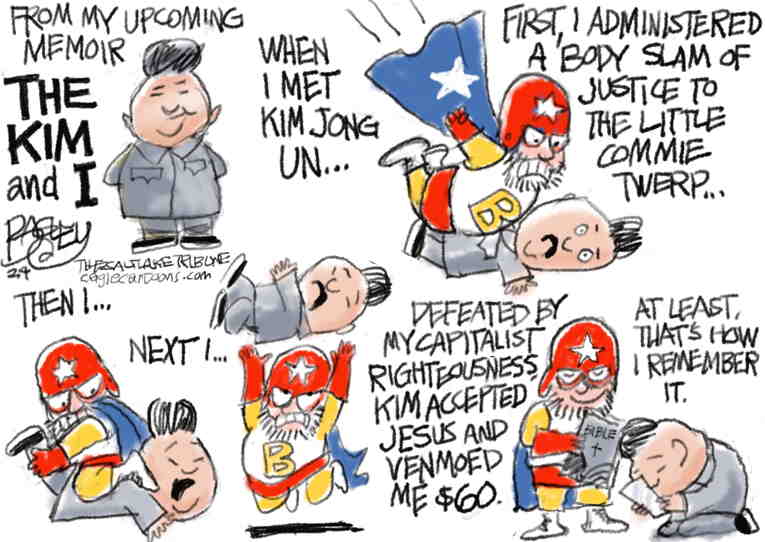 Political/Editorial Cartoon by Pat Bagley, Salt Lake Tribune on VP Hopeful Noem Crashes