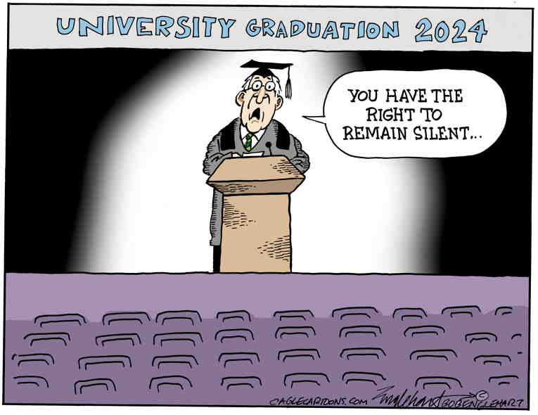 Political/Editorial Cartoon by Bob Engelhart, Hartford Courant on Campus Protesters Attacked