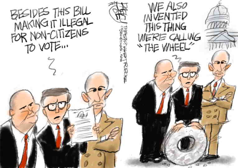 Political/Editorial Cartoon by Pat Bagley, Salt Lake Tribune on GOP Prepares for Battle