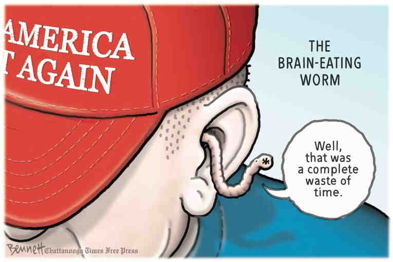 Political/Editorial Cartoon by Clay Bennett, Chattanooga Times Free Press on Trump Support Grows