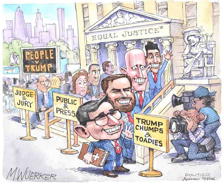 Political/Editorial Cartoon by Matt Wuerker, Politico on Bootlickers Audition for VP