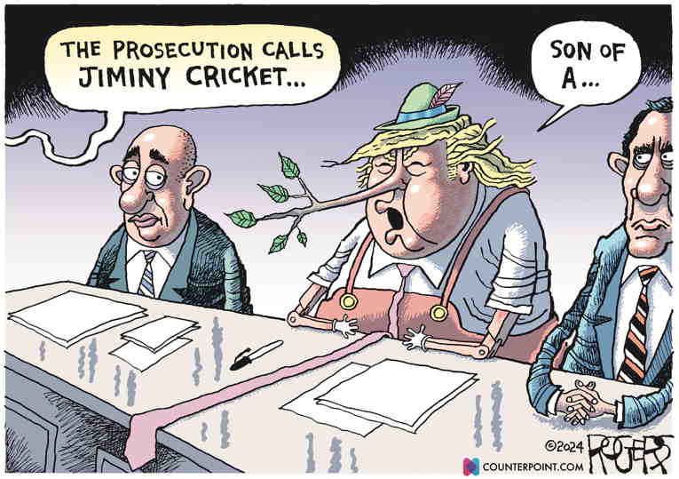 Political/Editorial Cartoon by Rob Rogers on Stormy and Cohen Testify