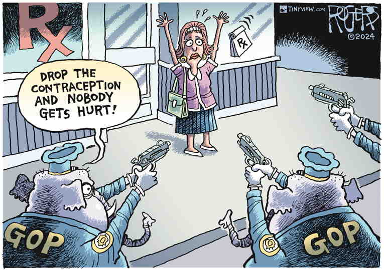 Political/Editorial Cartoon by Rob Rogers on GOP Plans Further Restrictions