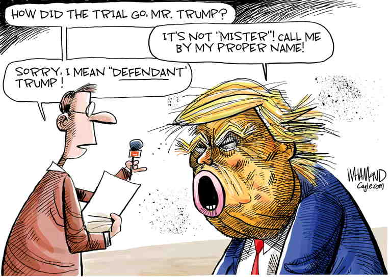 Political/Editorial Cartoon by Dave Whamond, Canada, PoliticalCartoons.com on Trump Case Goes to the Jury