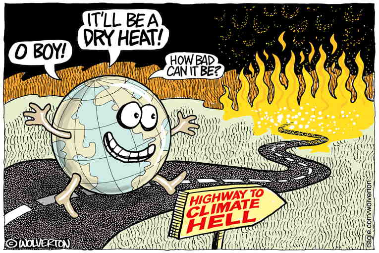 Political/Editorial Cartoon by Monte Wolverton, Cagle Cartoons on Temperature Records Shattered