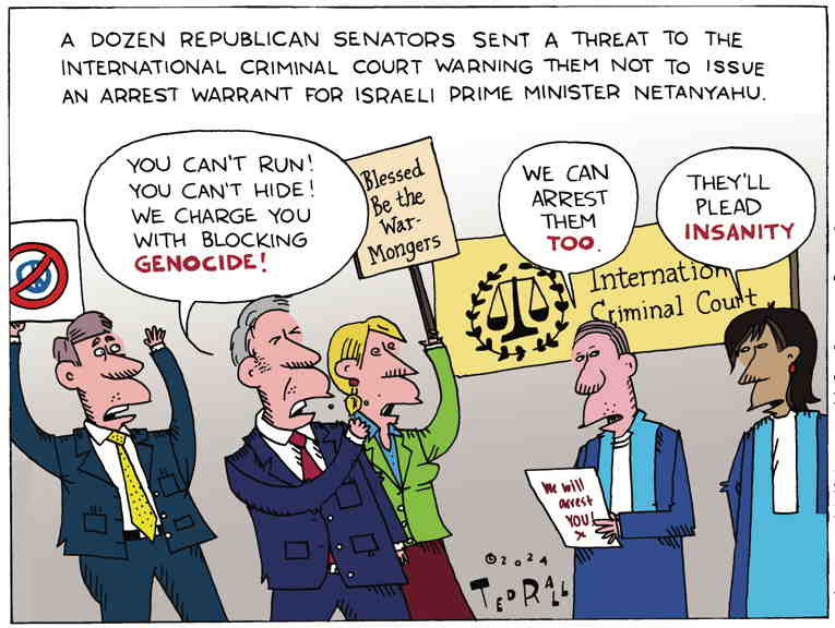 Political/Editorial Cartoon by Ted Rall on Netanyahu’s Plan Revealed