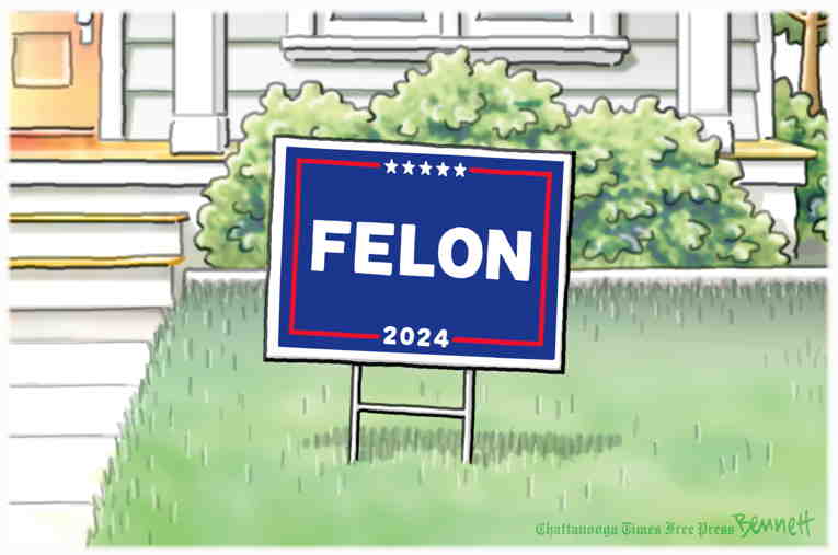 Political/Editorial Cartoon by Clay Bennett, Chattanooga Times Free Press on Trump Issues Battle Cry