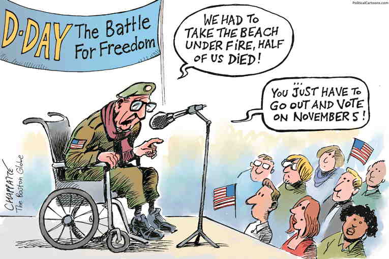 Political/Editorial Cartoon by Patrick Chappatte, International Herald Tribune on D-Day Commemorated