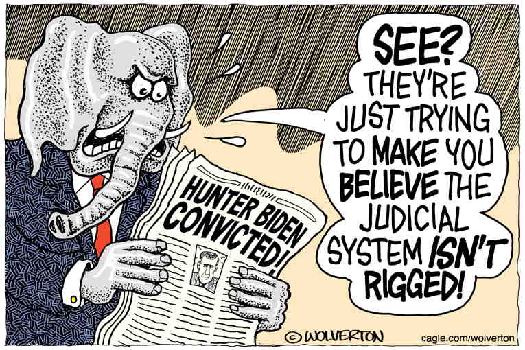 Political/Editorial Cartoon by Monte Wolverton, Cagle Cartoons on Hunter Biden Found Guilty