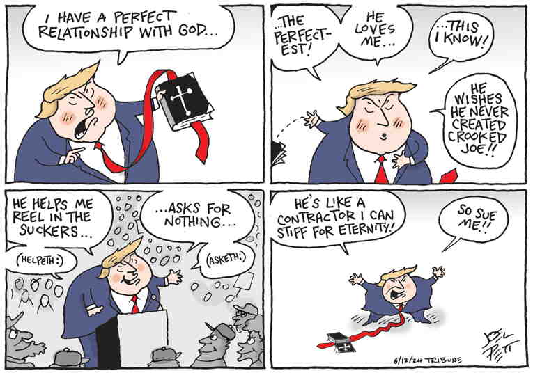 Political/Editorial Cartoon by Joel Pett, Lexington Herald-Leader, CWS/CartoonArts Intl. on Trump Campaign Unlike 2020’s