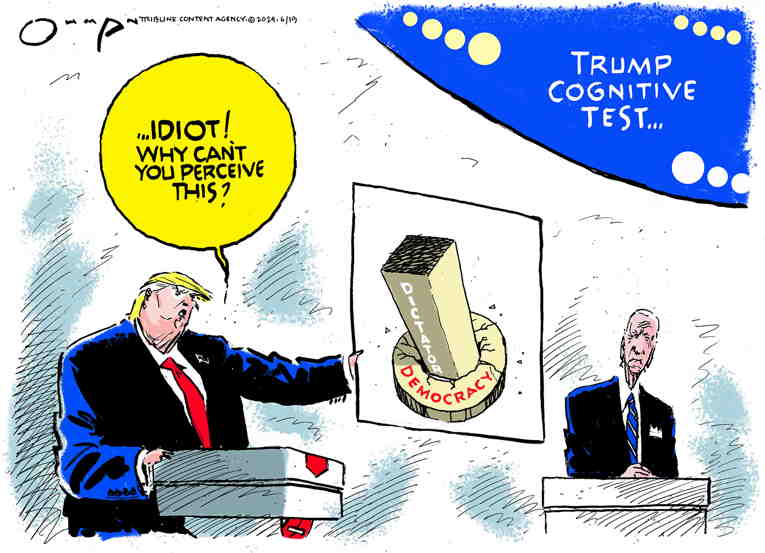 Political/Editorial Cartoon by Jack Ohman, The Oregonian on Biden Poll Numbers Rise