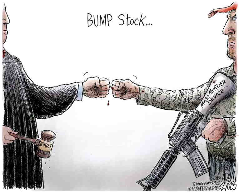 Political/Editorial Cartoon by Adam Zyglis, The Buffalo News on Supreme Court: Machine Guns A.O.K.