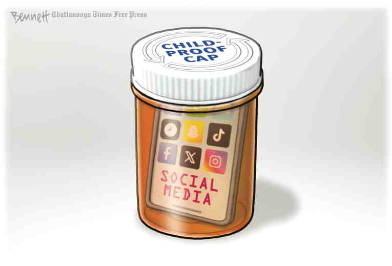 Political/Editorial Cartoon by Clay Bennett, Chattanooga Times Free Press on Teen Suicide Deaths Rise