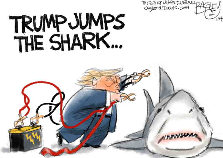 Political/Editorial Cartoon by Pat Bagley, Salt Lake Tribune on Trump Admits to Fear