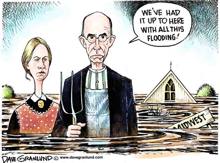 Political/Editorial Cartoon by Dave Granlund on Record Heat, Fires, Floods