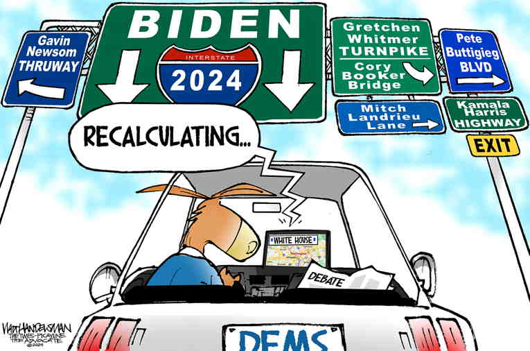 Political/Editorial Cartoon by Walt Handelsman, Newsday on Replacing Biden Considered