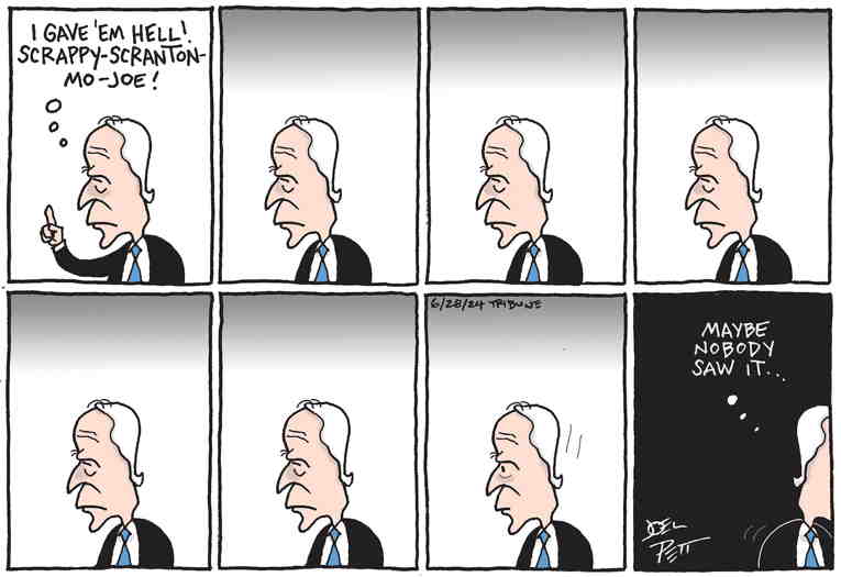 Political/Editorial Cartoon by Joel Pett, Lexington Herald-Leader, CWS/CartoonArts Intl. on Biden Fails Cognitive Test