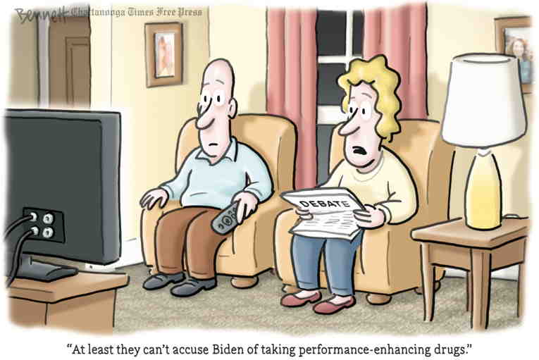 Political/Editorial Cartoon by Clay Bennett, Chattanooga Times Free Press on Biden Fails Cognitive Test